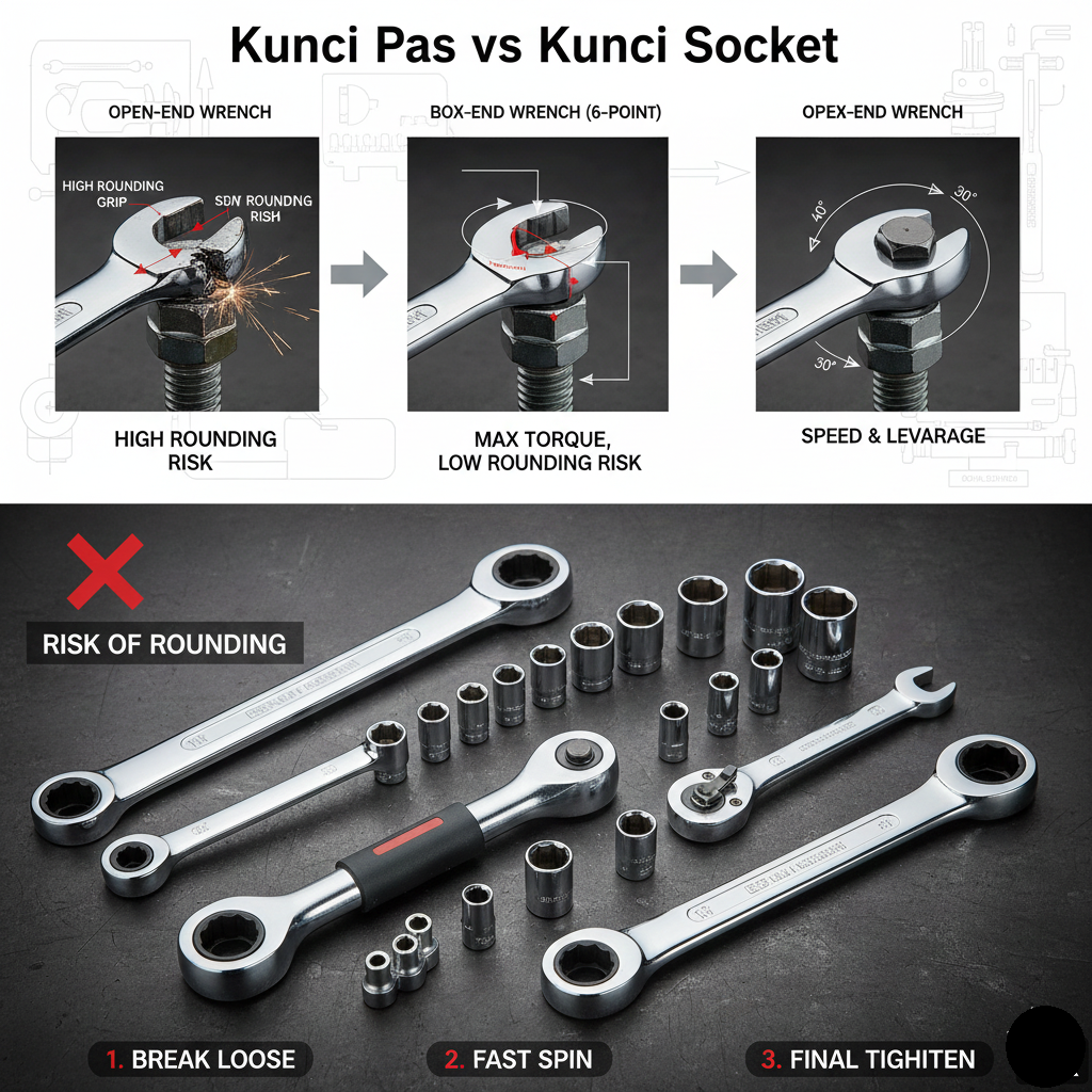 Kunci Pas vs Kunci Ring vs Kunci Socket: Perbedaan Kritis, Kelebihan, dan Kapan Harus Digunakan